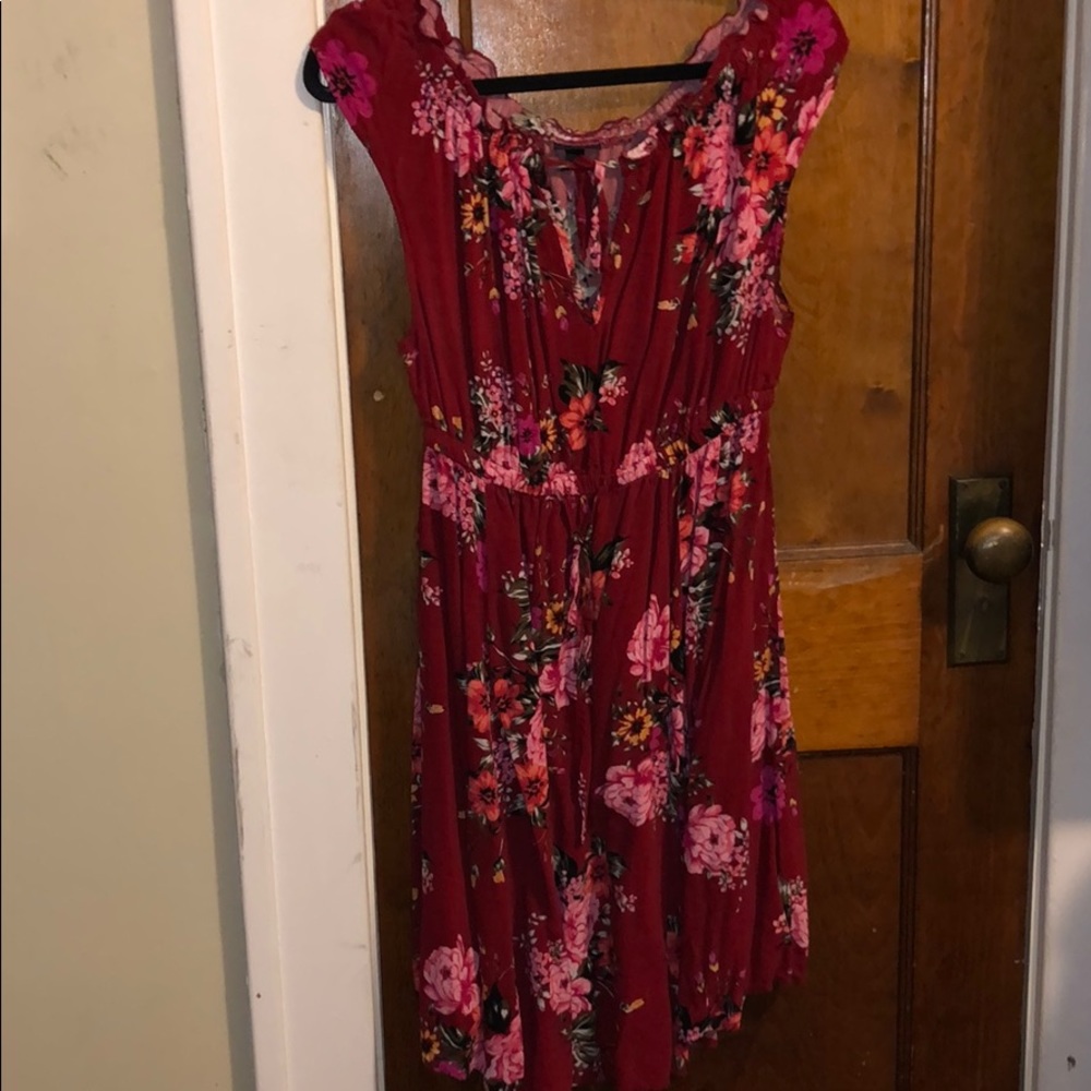 TORRID RED FLORAL CHALLIS MINI DRESS